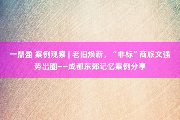 一鼎盈 案例观察 | 老旧焕新，“非标”商旅文强势出圈——成都东郊记忆案例分享